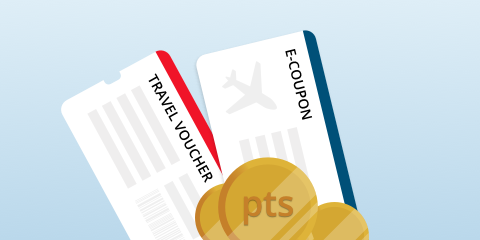 Guide to using trip cancellation insurance with points programs and vouchers. Image shows travel vouchers.